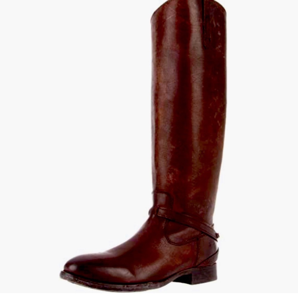 Frye Lindsay Plate Mahogany Leather Riding Boots